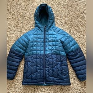 Boys Columbia Hooded Winter Puffer Jacket / Coat size Medium (10-12) Blue